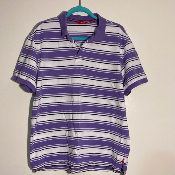 Izod Men's Purple Striped Polo Shirt | Size L/G | Easter Shirt | Fathers Day - Picture 1 of 11